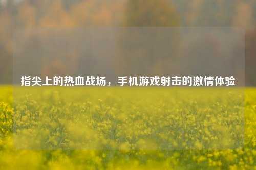指尖上的热血战场,手机游戏射击的激情体验