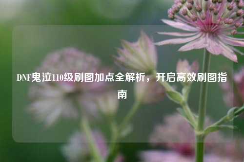 DNF鬼泣110级刷图加点全解析,开启高效刷图指南