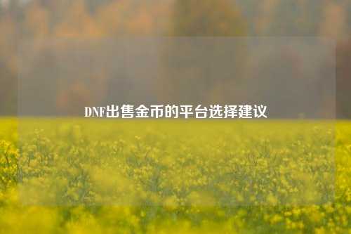 DNF出售金币的平台选择建议