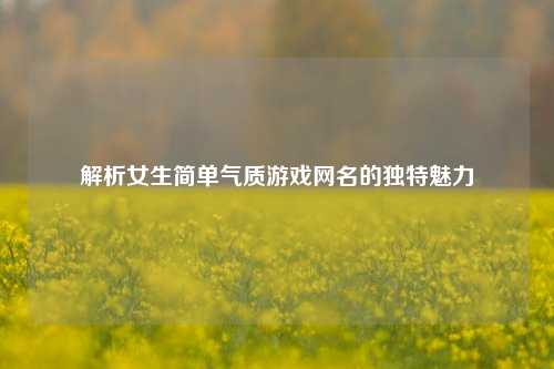 解析女生简单气质游戏网名的独特魅力