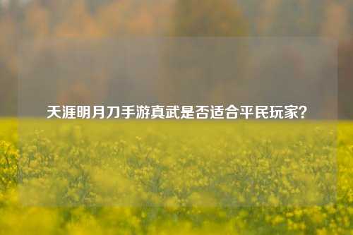 天涯明月刀手游真武是否适合平民玩家?