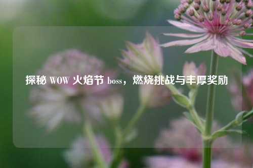 探秘 WOW 火焰节 boss,燃烧挑战与丰厚奖励