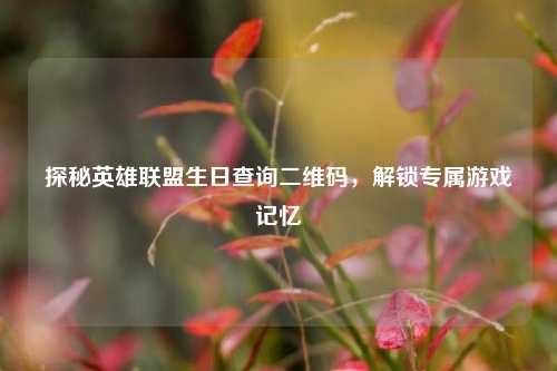 探秘英雄联盟生日查询二维码，解锁专属游戏记忆