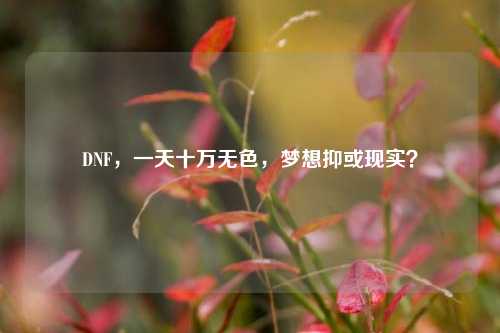 DNF,一天十万无色,梦想抑或现实?