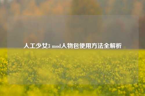 人工少女3 mod人物包使用方法全解析