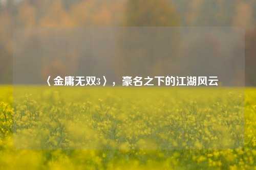 〈金庸无双3〉，豪名之下的江湖风云