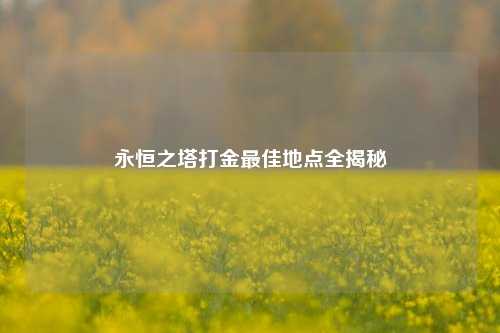 永恒之塔打金最佳地点全揭秘