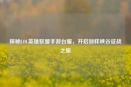探秘LOL英雄联盟手游台服,开启别样峡谷征战之旅