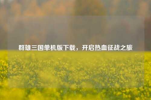 群雄三国单机版下载,开启热血征战之旅