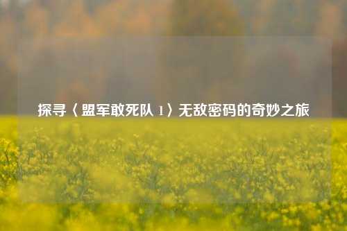 探寻〈盟军敢死队 1〉无敌密码的奇妙之旅