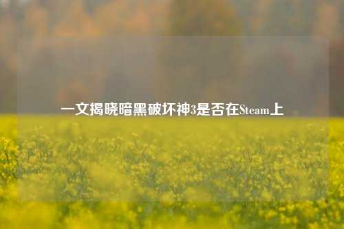 一文揭晓暗黑破坏神3是否在Steam上