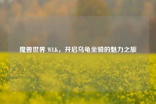 魔兽世界 WLK，开启乌龟坐骑的魅力之旅